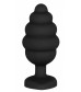 Черная анальная пробка Regular Ribbed Diamond Heart Plug - 7 см.
