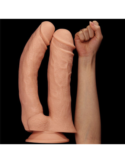 Телесный двойной фаллоимитатор Mega Double dildo - 33 см.