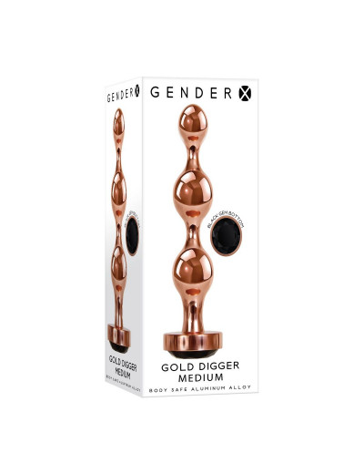 Золотистый анальный стимулятор-елочка Gold Digger Medium - 11,7 см.
