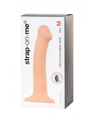 Телесный фаллос на присоске Silicone Bendable Dildo M - 18 см.