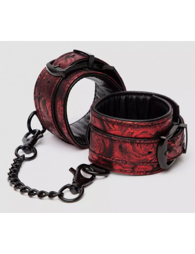 Красно-черные наручники Reversible Faux Leather Wrist Cuffs