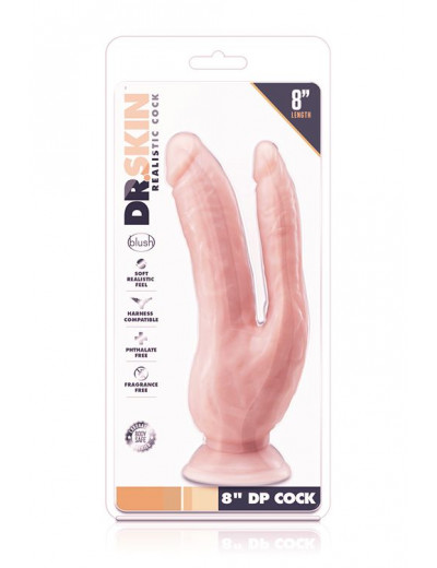 Телесный фаллоимитатор 8 Inch DP Cock - 20,32 см.