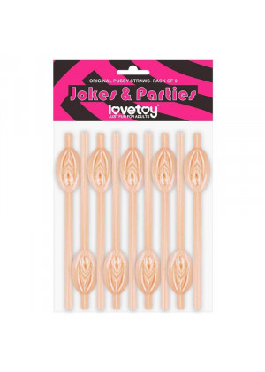 Телесные трубочки для напитков в виде вагины Pussy Straws - 9 шт.