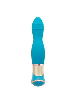 Голубой вибратор с ротацией ECSTASY Deluxe Rippled Vibe - 20 см.