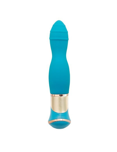 Голубой вибратор с ротацией ECSTASY Deluxe Rippled Vibe - 20 см.