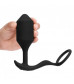 Черная анальная вибропробка с эрекционным кольцом Vibrating Snug   Tug XL