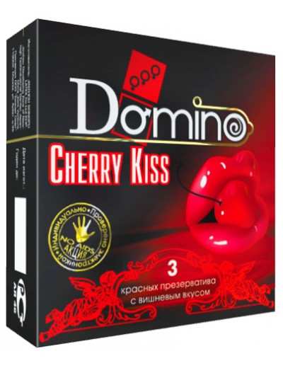 Презервативы Domino Cherry Kiss со вкусом вишни - 3 шт.