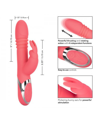 Коралловый вибромассажер-кролик Enchanted Exciter с поступательными движениями