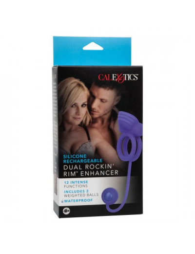Фиолетовое эрекционное кольцо с утяжелителем Silicone Rechargeable Dual Rockin Rim Enhancer