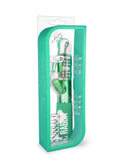Зелёный вибромассажер с клиторальной стимуляцией Emerald G Rabbit - 26 см.