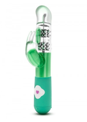 Зелёный вибромассажер с клиторальной стимуляцией Emerald G Rabbit - 26 см.