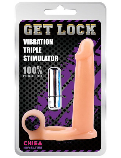 Телесная насадка для двойного проникновения Vibration Triple Stimulator - 15 см.