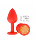 Красная анальная втулка с оранжевым кристаллом - 7,3 см.