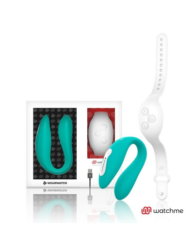 Зеленый вибратор для пар с белым пультом-часами Weatwatch Dual Pleasure Vibe
