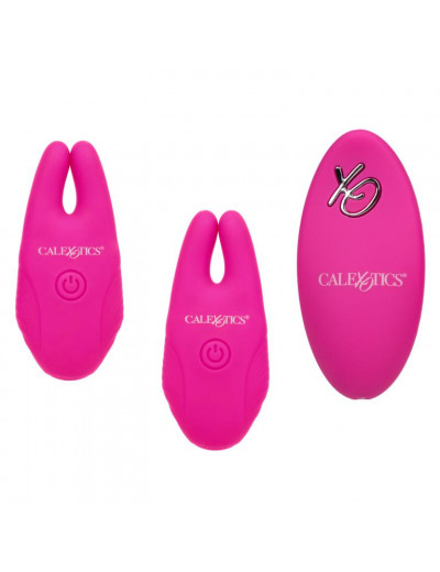 Розовые зажимы для сосков с дистанционным управлением Silicone Remote Nipple Clamps
