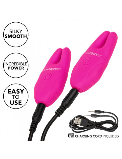 Розовые зажимы для сосков с дистанционным управлением Silicone Remote Nipple Clamps