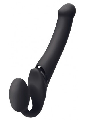 Черный безремневой вибрострапон Silicone Bendable Strap-On M