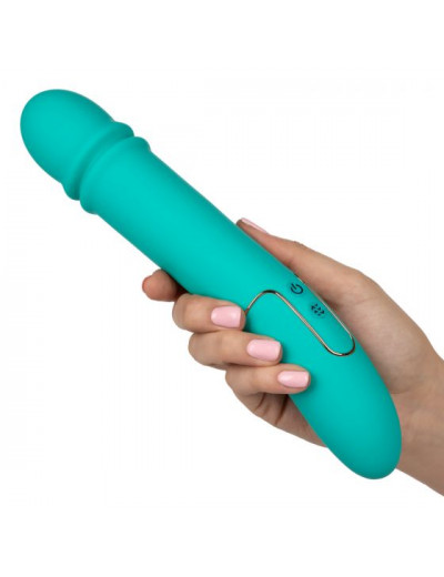 Бирюзовый гладкий вибратор Shameless Flirt - 25,5 см.