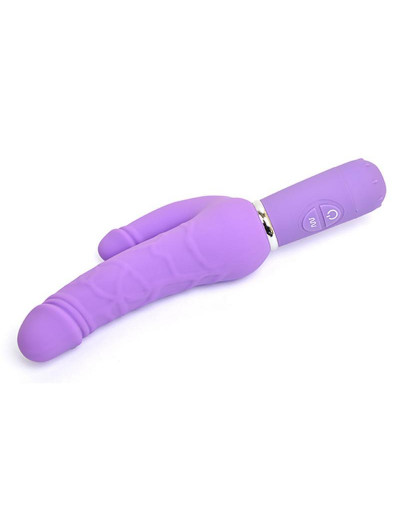 Фиолетовый вибратор Levina Double Penis - 21,5 см.