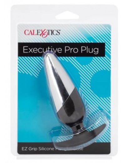 Серебристо-черная анальная пробка Executive Pro Plug - 12,75 см.