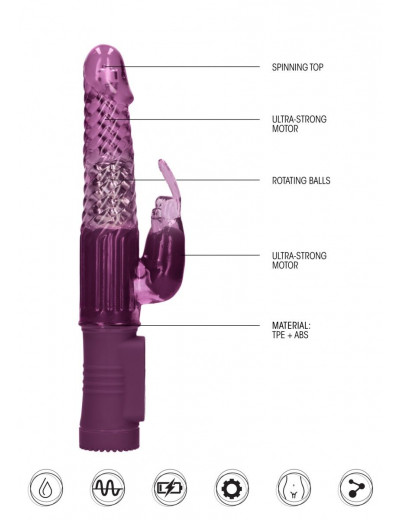 Фиолетовый вибратор-кролик Rotating Rabbit - 23 см.