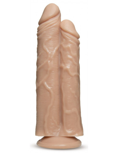Телесный сдвоенный фаллоимитатор Double Trouble Double Shaft Dildo - 24 см.