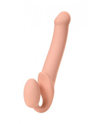 Телесный безремневой страпон Silicone Bendable Strap-On L