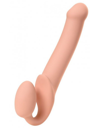 Телесный безремневой страпон Silicone Bendable Strap-On L