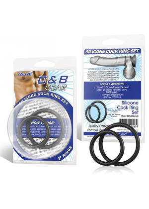Набор из двух черных силиконовых колец разного диаметра SILICONE COCK RING SET