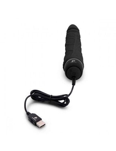 Черный вибратор-реалистик 7  Realistic Vibrator - 20 см.