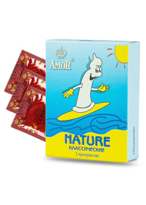 Классические презервативы AMOR Nature  Яркая линия  - 3 шт.