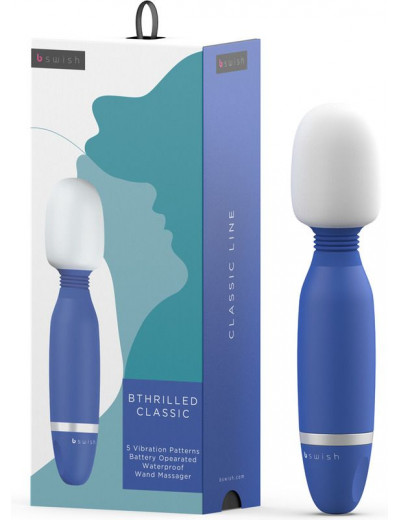 Синий жезловый вибростимулятор Bthrilled Classic - 20 см.