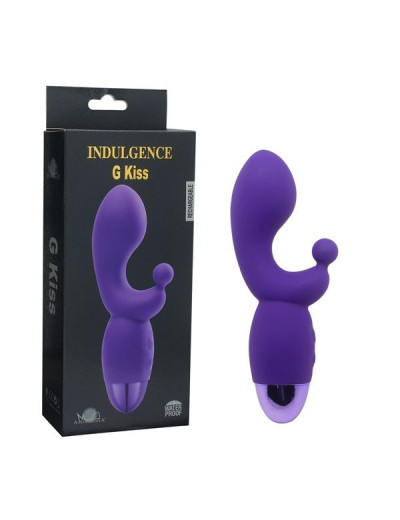 Фиолетовый вибратор INDULGENCE Rechargeable G Kiss - 16,5 см.