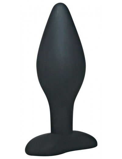 Чёрный анальный стимулятор Silicone Butt Plug Large - 12 см.