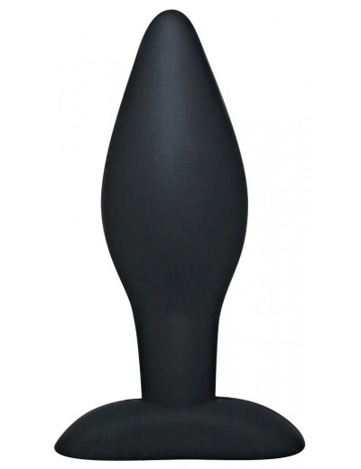 Чёрный анальный стимулятор Silicone Butt Plug Large - 12 см.