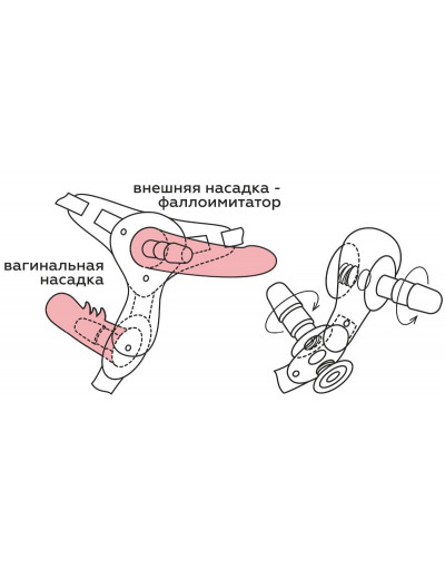 Женский страпон LESBI с вагинальной пробочкой - 17 см.