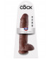 Коричневый фалоимитатор-гигант на присоске 11  Cock with Balls - 28 см.