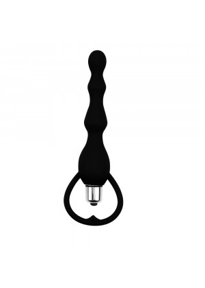 Черная анальная втулка с вибрацией Tail Power Beads - 18 см.