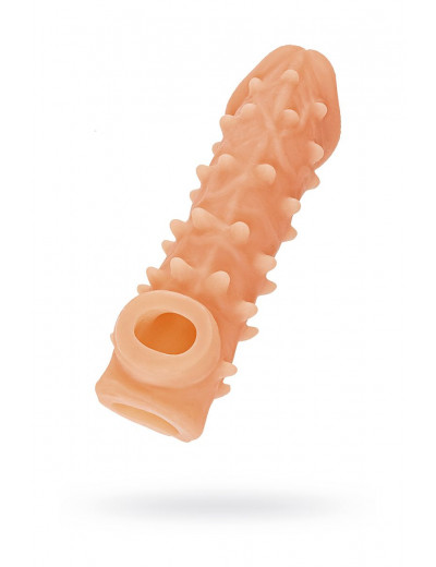 Телесная закрытая насадка с пупырышками Cock Sleeve 005 Size M - 15,6 см.