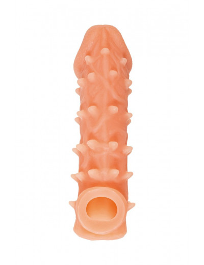 Телесная закрытая насадка с пупырышками Cock Sleeve 005 Size M - 15,6 см.