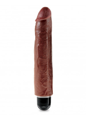 Коричневый вибратор-реалистик 10  Vibrating Stiffy - 30,5 см.