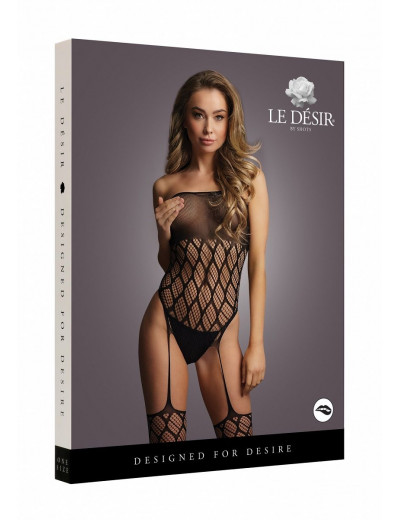 Ажурный тедди с чулками Strapless Crotchless Teddy With Stockings