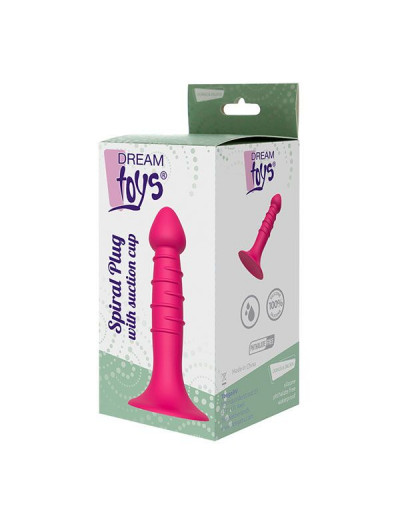 Розовая анальная пробка-фаллос SPIRAL PLUG - 13,5 см.