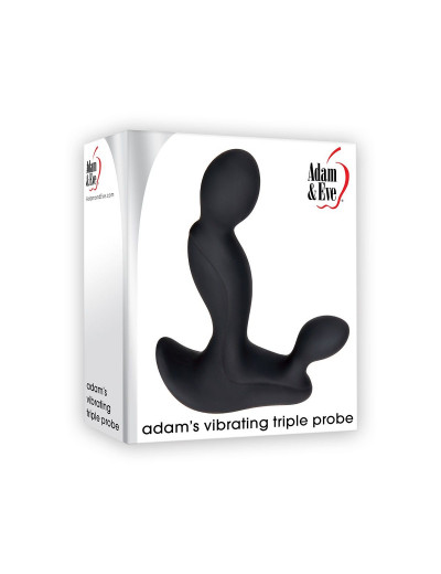Черный вибростимулятор простаты Adam s Vibrating Triple Probe - 12,1 см.