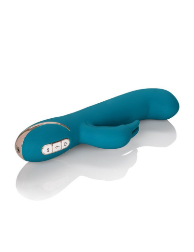 Бирюзовый вибратор с изогнутой головкой Jack Rabbit Signature Silicone Rocking  G  Rabbit - 20 см.