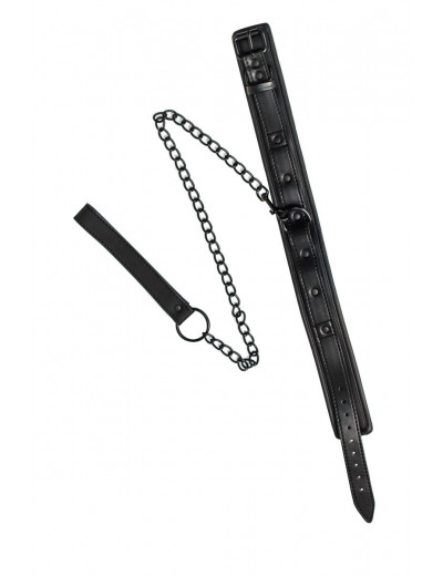 Черный ошейник с поводком Kinky
