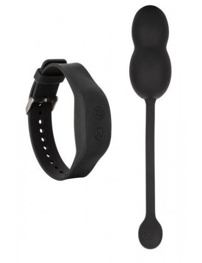 Черные вагинальные виброшарики с браслетом-пультом Wristband Remote Ultra-Soft Kegel System