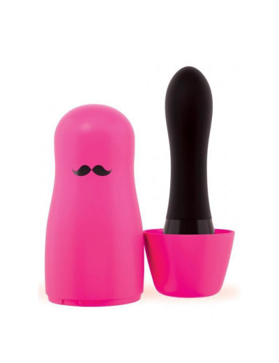 Черный вибратор в розовом чехле-матрешке I-Doll - 17 см.