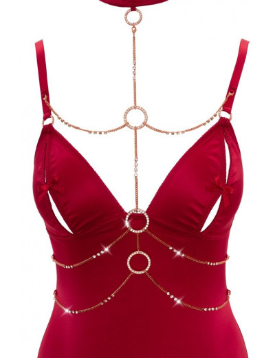 Роскошный корсаж с прорезными чашками и декоративной портупеей