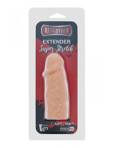 Телесная реалистичная насадка на пенис SUPER STRETCH EXTENDER 4INCH - 10 см.